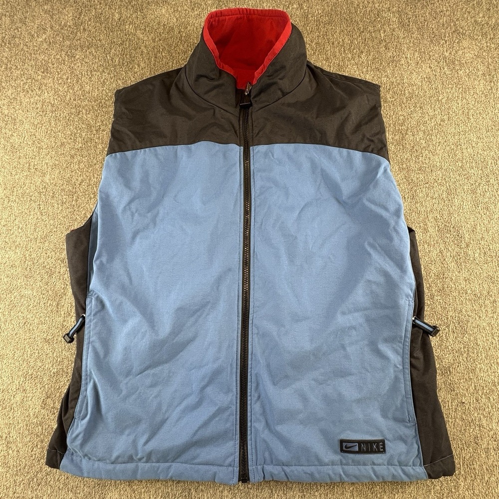 Vintage Light Puffer Vest Women's M Blue Red Retro Gorpcore Outdoors 90s Y2K SKi